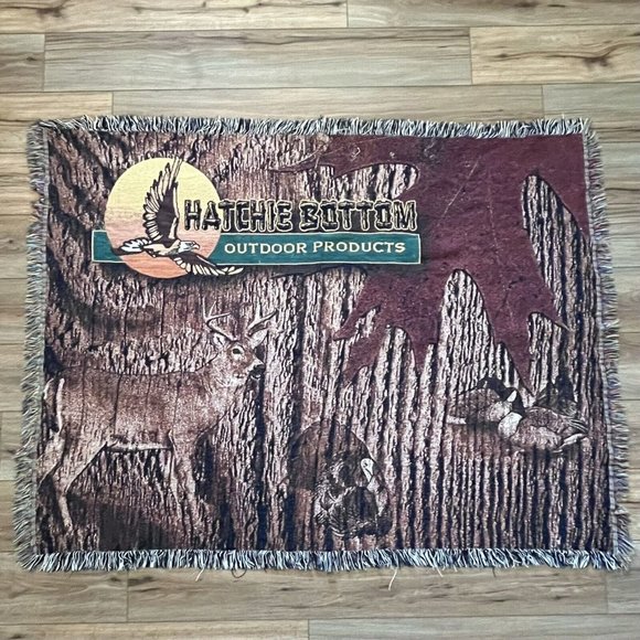 Hatchie Bottom Outdoor Products Woven Throw Tapestry Blanket 62x48 Inch Fringe - Picture 1 of 7